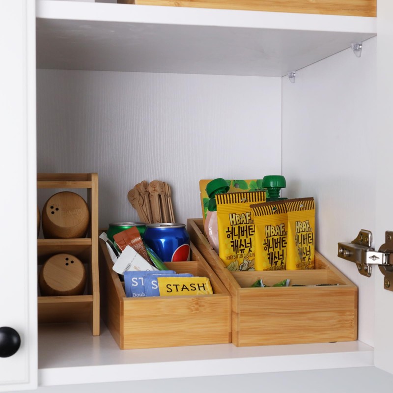 HTB 4-Section Snack Organizer with Removable Dividers for Kitchen, Cabinet,