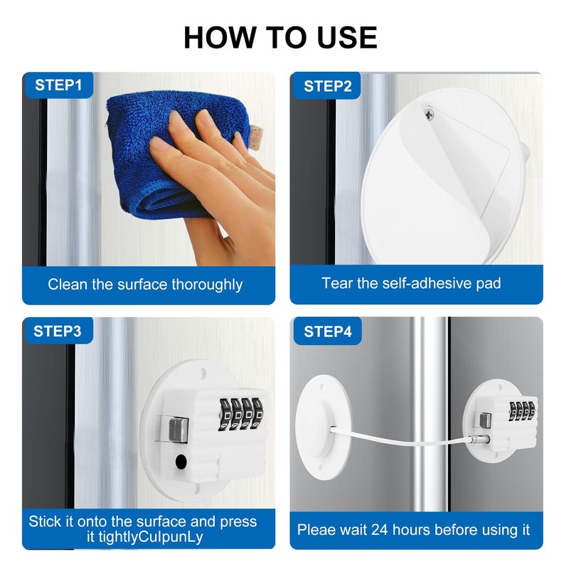 Refrigerator Lock with Combination, Keyless Security Lock for Freezers, Cabinets,