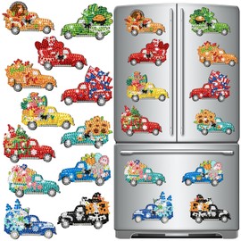 12 Pcs Diamond Art Magnets Seasonal Truck Refrigerator DIY Craft