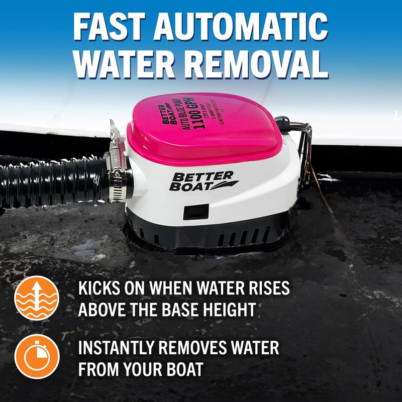 Better Boat Automatic Bilge Pump, 1100 GPH 12V Submersible Pump