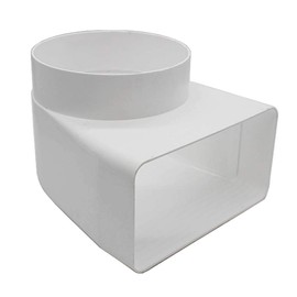 Kair Elbow Bend Adaptor 180mm x 90mm to 150mm - 6 inch Rectangular to Round 90 Degree Bend Adapter for Converting to Different Size Plastic Ducting Systems