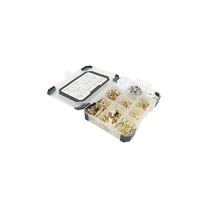 TIMCO Picture Hanging Kit Tray - 179pcs - Brass Plated