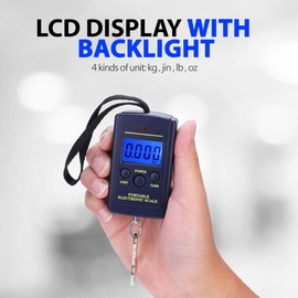 A01L Portable Digital Hanging Scale – 40kg/88lb, LCD Display, Tare, Auto Shut-Off, Travel Luggage Scale, Fish Weighing Hook Scale, Handheld Electronic Scale for Suitcases, Retail, Packages