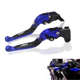 KBGRAX Motorcycle Aluminum CNC Adjustable Foldable Extendable Brake Clutch Levers for Yamaha YZF R1 2004-2014 YZF R6 2005-2016 (Blue&Black)