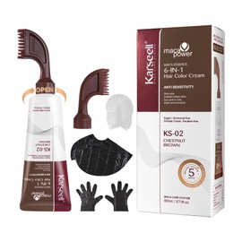 Karseell Easy Dye Hair Dye Maca Essence 6-in-1 Hair Color Cream 100% Cover Gray Hair Dye 80ml-Brown