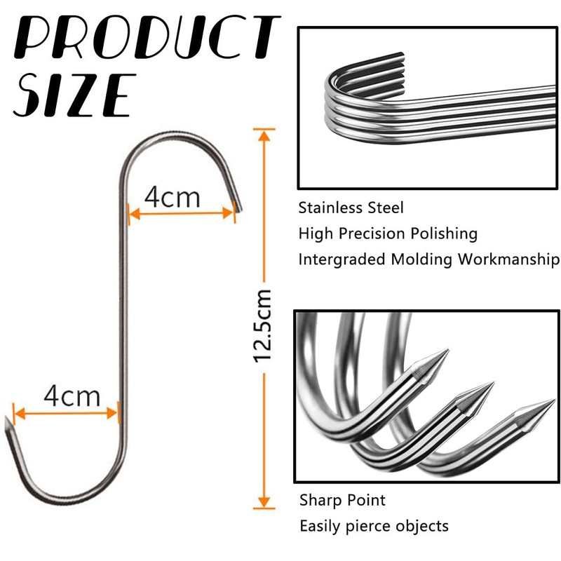 LICHUANUK Stainless Steel Meat Hook S Shaped Wall Hook Hot