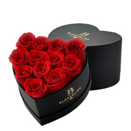 Generic BLOSSBLISS 12-Piece Preserved Flower Red Rose in a Heart Shape Box, Forever Love Rose for Wife, Eternal Rose Gifts for Her, Valentine's Day, Mothers Day, BBOX-12-RED