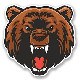 2 x 10cm Angry Brown Bear Vinyl Sticker Bike Laptop Car Motorbike Helmet #5071 (10cm x 10cm)