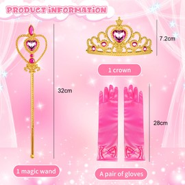 Princess Costume Accessories LED, Luminous Princess Costume Set, Princess Dress Up Accessories, Girls Dress Up Accessories with Crown, Scepter, Gloves, Birthday Party, Christmas, Carnival, Cosplay (C)