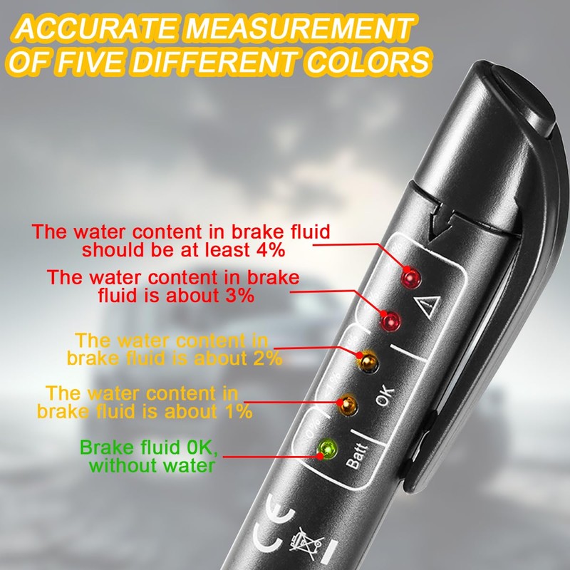 Mandark Car Brake Fluid Liquid Tester Pen, 5 LED Indicators