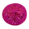 Cadoline Hot Pink Womens Elastic Sequin Polyester Flapper Cap Hat