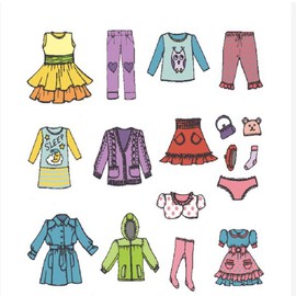 Tomaibaby 1 Sheet Girl Clothing Decals, Removable Clothes Dress Classification Label Stickers for Wardrobe or Drawer Organizing