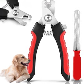 Mumoo Bear Dog Claw Clippers for Large, Medium and Small Breed Professional Pet Nail Clipper Suitable for Cats, Rabbits and Guinea Pigs With Safety Lock and Protective Guard to Avoid Over Cutting -Red