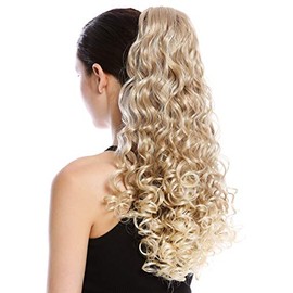 WIG ME UP - 19AXL-V-15BT613 Ponytail Hairpiece Extensions very long voluminous curled curls dark blond platinum highlights tips 20inch