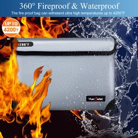 Fireproof Waterproof Money Document Bag - with 4200°F Heat Insulated, Safe Fireproof Storage Pouch with Zipper, Upgraded 8 Layers of Functional Materials for Documents,Valuables (11"x7.7", Gray)