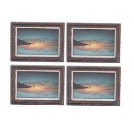 4 Pcs 1:12 Dollhouse Oil Painting Artistic Wall Decoration Detailed Miniature Art Painting with Picture Frame Type 1