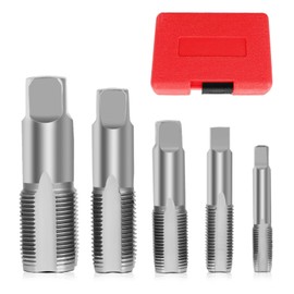 5 Piece BSP Pipe Tap Set, 1/8 Inch, 1/4 Inch, 3/8 Inch, 1/2 Inch, 3/4 Inch BSP Tap Set with Storage Box, Carbon Steel Hand Tap Set for Accurate Threads