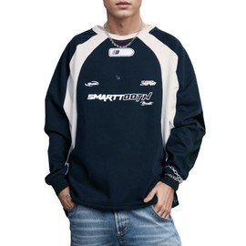 EMMIOL Men's Crewneck Sweatshirt Long Sleeve Urbanwear Fleece Pullover Vintage Sweatshirt Street Active Sweatshirts Black