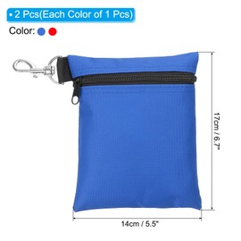 PATIKIL Zipper Golf Tee Pouch 6.7 x 5.5 Inch, 2 Pack Valuables Golf Tee Bag Golf Bag Accessories with Clip for Men Women Storage, Blue/Red