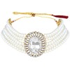 Aheli Kundan Pearl Choker Multi Layered Beaded Collar Aretes Set