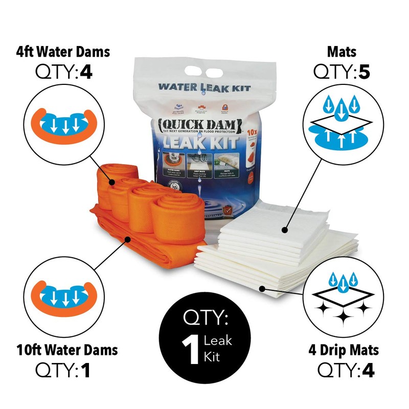 Quick Dam WU-KIT Indoor Flood Control, Orange, White
