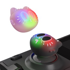PlayVital Cute Illuminated LED Thumbstick Grips for Steam Deck OLED & LCD, Joystick Caps Thumb Grips for Steam Deck Accessories, Joystick Protection - Moonlight Cat