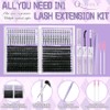 DIY Lash Extension Kit 100D+150D Volume Lash Clusters with Spikes