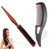 THXFUNAREA Dandruff Comb + Sleek Bun Brush, Boar Bristle Brush,