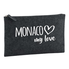 Huuraa Toiletry Bag Monaco My Love Gift Cosmetic Bag Charcoal 1 Liter Felt Monaco My Love Gift idea