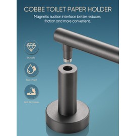 Cobbe Double Post Magnetic Suction Bathroom Toiler Paper Holder Wall Mount, Space Aluminum Toilet Paper Roll Holder for Bathroom, Rv (Gunmetal Grey)