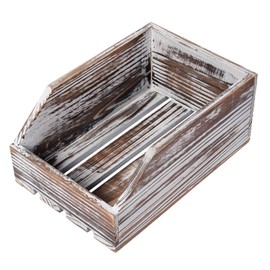Liry Products Torched Wood Paper Nesting Tray Stackable Document Storage Crate File Organizer Whitewashed Tabletop Wooden Box Basket Letter Holder Folder Rack Desktop Home Office Supplies Jewelry