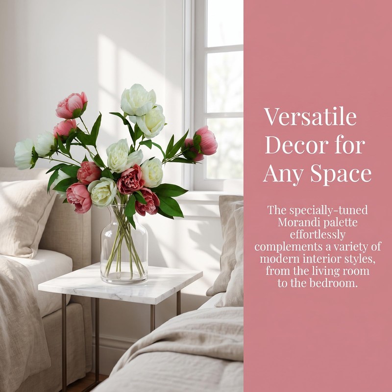 Faux Silk Peonies Artificial Flowers (4, Old Rose White)