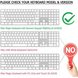 Silicone Keyboard Cover Skin for 2017 Magic Keyboard with Numeric Keypad MQ052LL/A (A1843) US Layout Protector Accessories NOT Compatible with Touch ID Keyboard (Semi-Transparent)