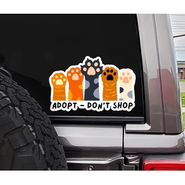 Animal Paw Print Stickers and Decals, Adopt Dont Shop Cat Dog Pet Lover Vinyl Waterproof Car Bumper Truck Window Laptop 5x5 Inches