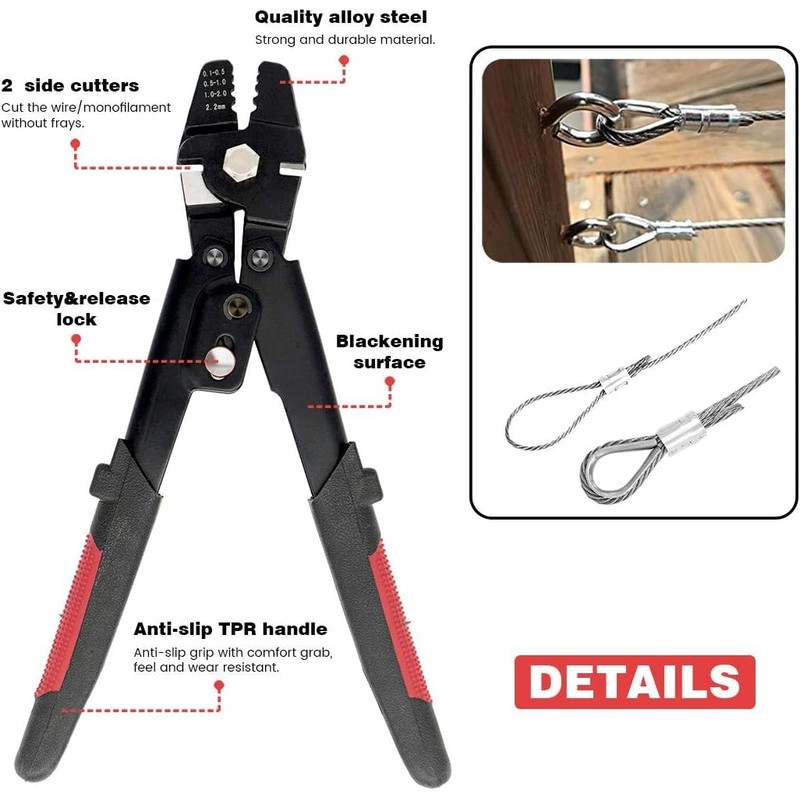 Sanuke Wire Rope Crimp Kit, 328ft 1/16 Inch Wire Rope