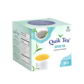 QuikTea Detox Tea Bags - Single Box 25 Count - All Natural Preservative Free detox Tea made with green tea and good for your ingredients, feel the difference!