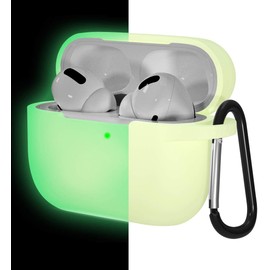 Lerobo Silicone Case Cover for AirPods Pro,Shockproof Protective Case for Airpods Pro Charging Case with Keychain,Front LED Visibl,Nightglow Green
