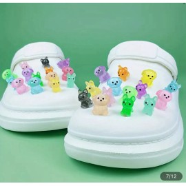 9pcs Glow In The Dark French Bulldogs For Croc Accessories Shoe Jewelry