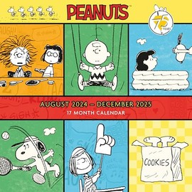 2025 Peanuts Wall Calendar 17 months August 2024 - December 2025 Month to View Layout