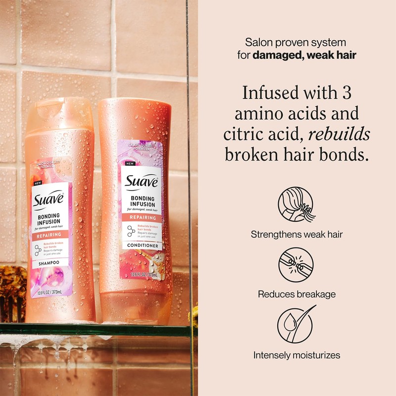 Suave Shampoo and Conditioner Set, Bonding Infusion, Restorative Treatment for