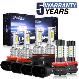 AUIMSOCO For Toyota Highlander 2014-2019 LED Headlight + Fog Light Bulbs Combo Kit 10000K