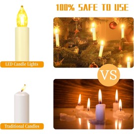 Sunjas 12PCS LED Flameless Candles Battery Operated Christmas Tree Candles with Remote, Button Cell Battery, Timer, Dimmer Battery Candle Flickering Warm Light Window Candle Christmas Home Decor