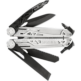 Gerber Gear Dual-Force Multitool - Heavy Duty, Center Axis Driver, Blunt Nose Pliers with Saw, Wire Cutters, Bit Storage, and More - Multi
