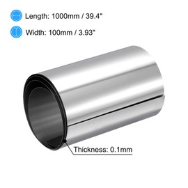 sourcing map 0.1x100x1000mm 304 Stainless Steel Roll Sheet Fine Plate Sheet Foil for Crafts, Electronic Equipment, Silver Tone