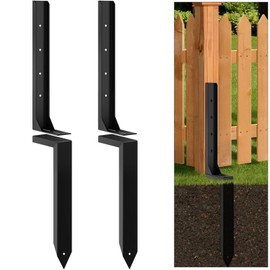 2 Pcs Fence Post Repair Kit, Heavy Duty Fence Post Anchor, Adjustable Base Anchor Ground Stakes for Repairing Tilted/Damaged Wooden Posts