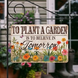 Spring Decorations Spring Wall Decor Vintage Tin Signs, To Plant A Garden Is To Believe In Tomorrow, 8x12 Inch Garden Signs