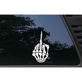 Skeleton Flipping The Bird - 3 1/2" x 6 1/2" die Cut Vinyl Decal/Sticker for Windows, Cars, JDM, Trucks, Tool Boxes, Boats, laptops - virtually Any Hard, Smooth Surface. Made in The USA