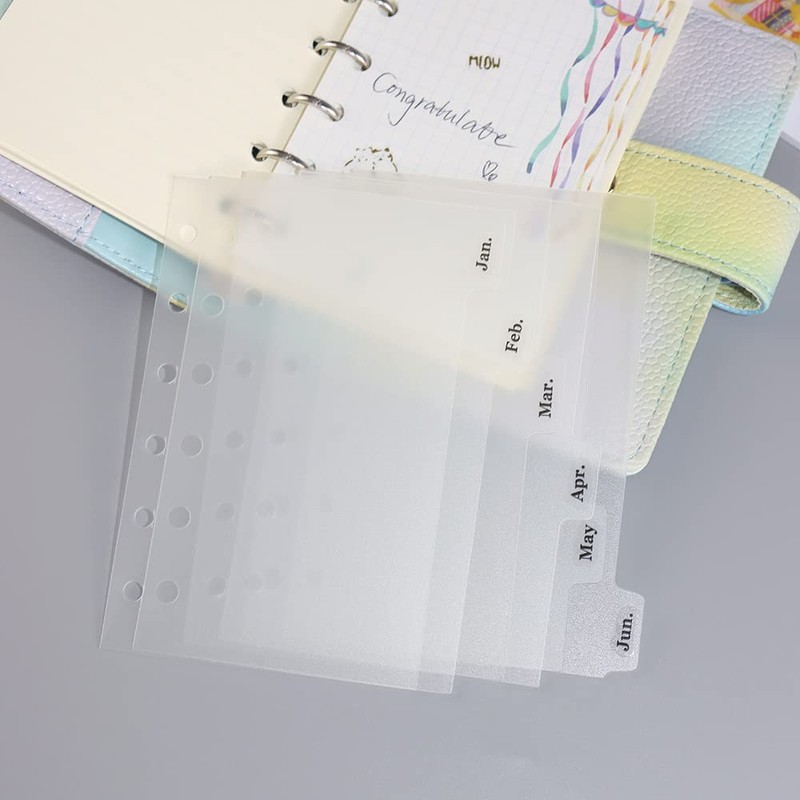 2 Pack A7 Binder Dividers 6 Tabs Clear Plastic Binder