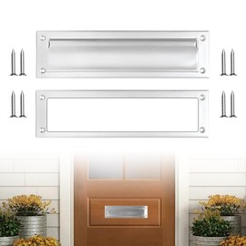 Mail Slot Matte Black,13Inch Stainless Steel Mail Slot Cover for Front Door.Mailbox Door Replacement for Wall,13"×3.7" (Sliver, 13Inch)