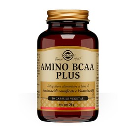 Solgar AMINO BCAA PLUS, 50 capsule vegetali – Aminoacidi ramificati + Vitamina B6 – metabolismo proteico e riduzione stanchezza